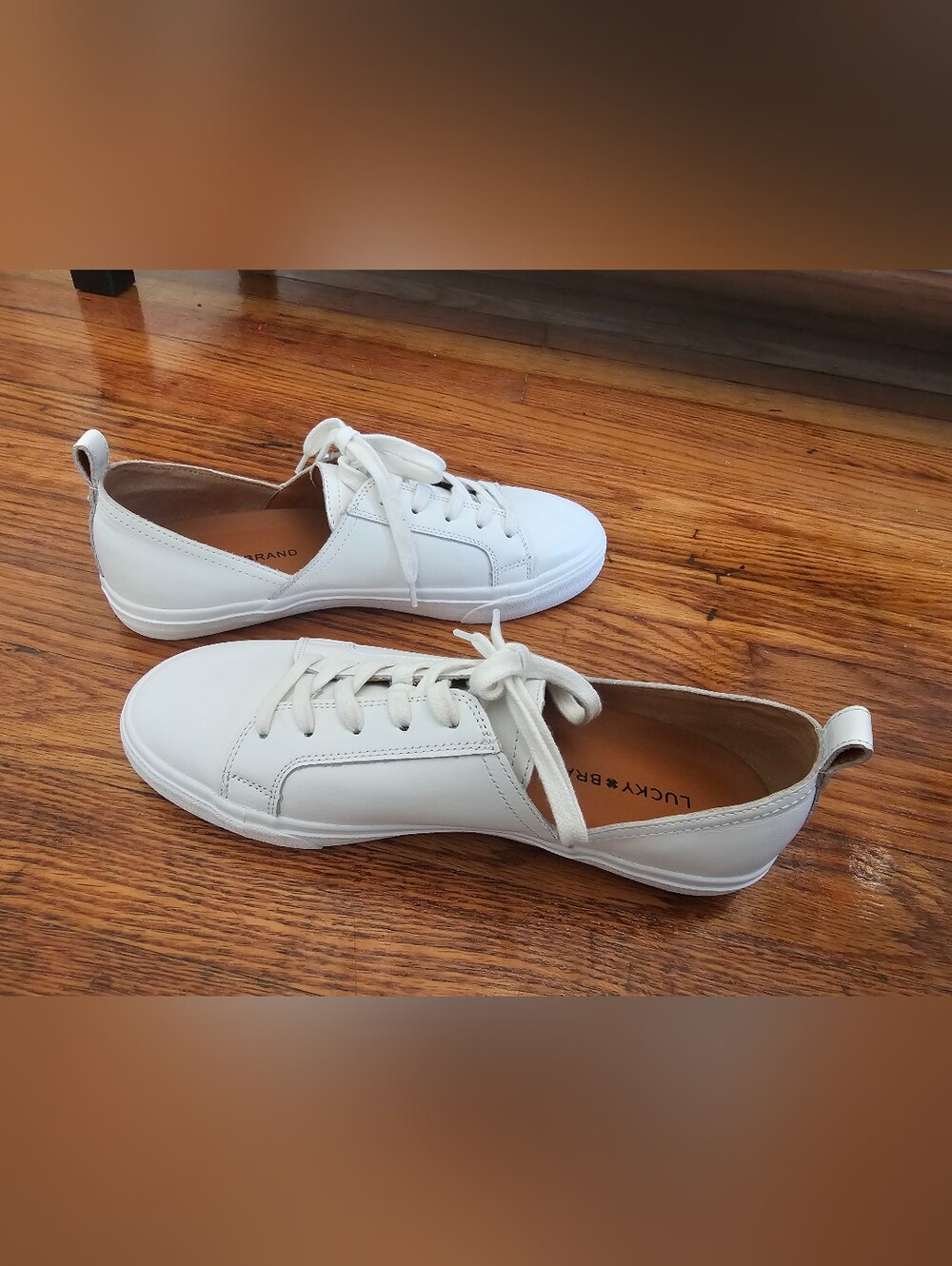 Lucky Brand White Low-Top Lace-Up Sneakers - Picture 4 of 8
